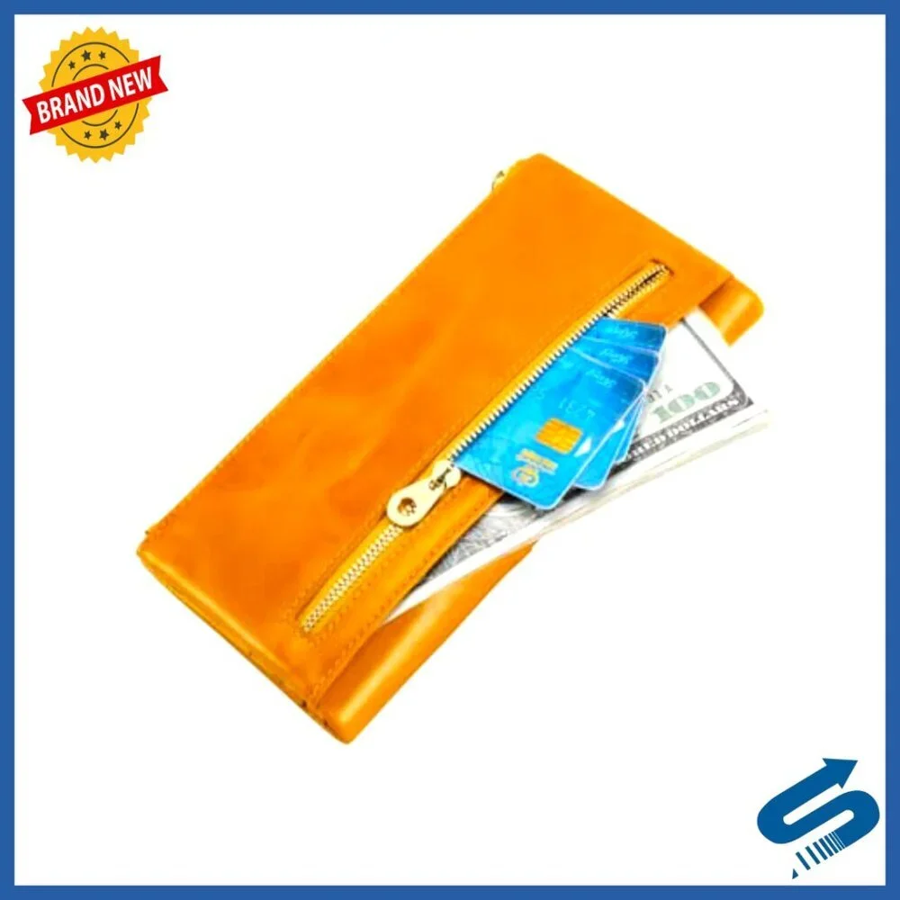 Slim Leather RFID Blocking Wallet Clutch with 14 Card Slots